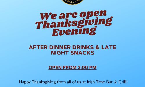 Happy Thanksgiving - We open at 3pm!